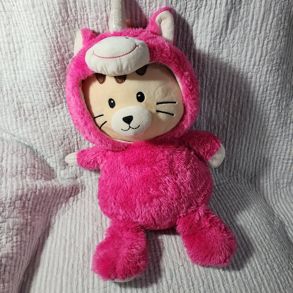 Spark Create Imagine Cat in Pink Unicorn Costume Plush Rainbow Mane 19 inch